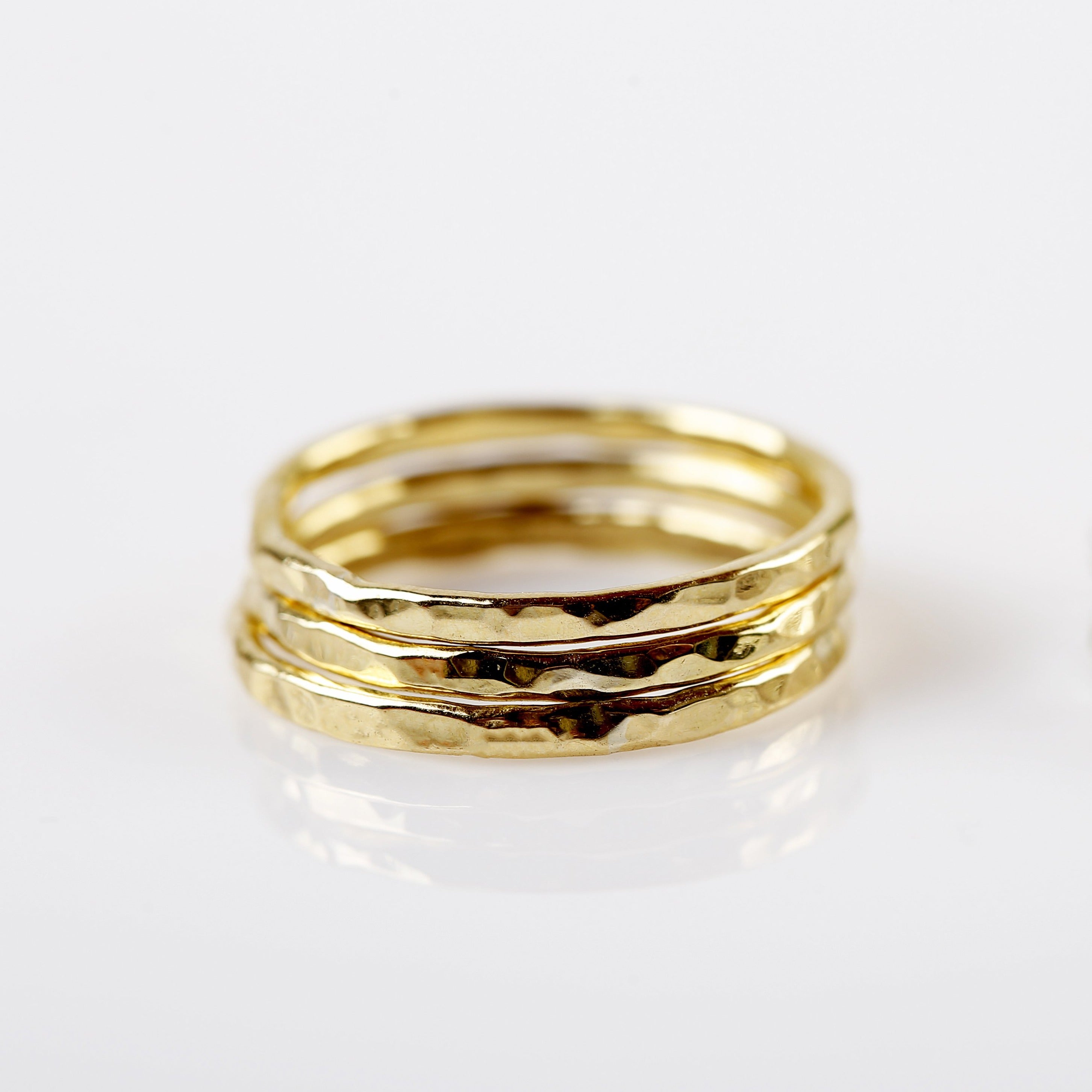 Textured Brass stack rings - set of 3
