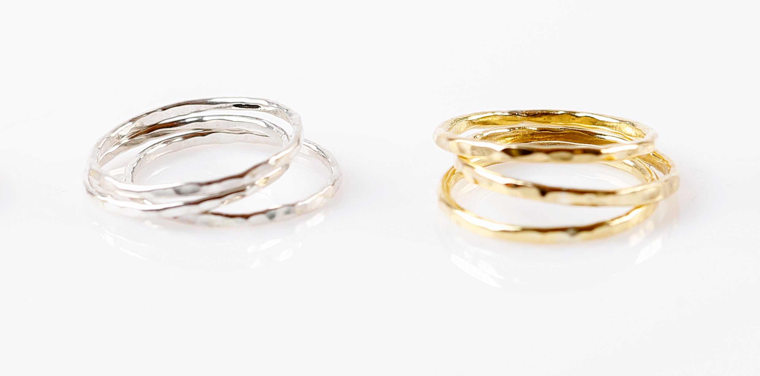 Textured Stack rings - silver - set of 3